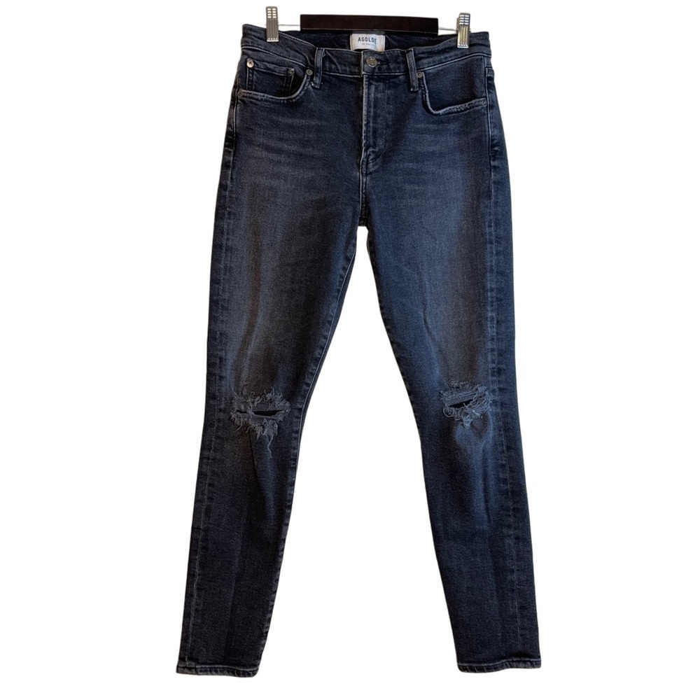 Agolde Sophie Sz 27 Mid-Rise Washed Black Distressed Jeans